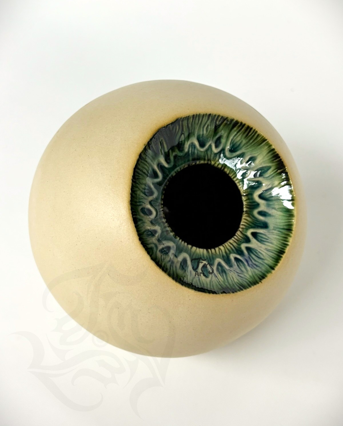 Ceramic eyeball on a white background